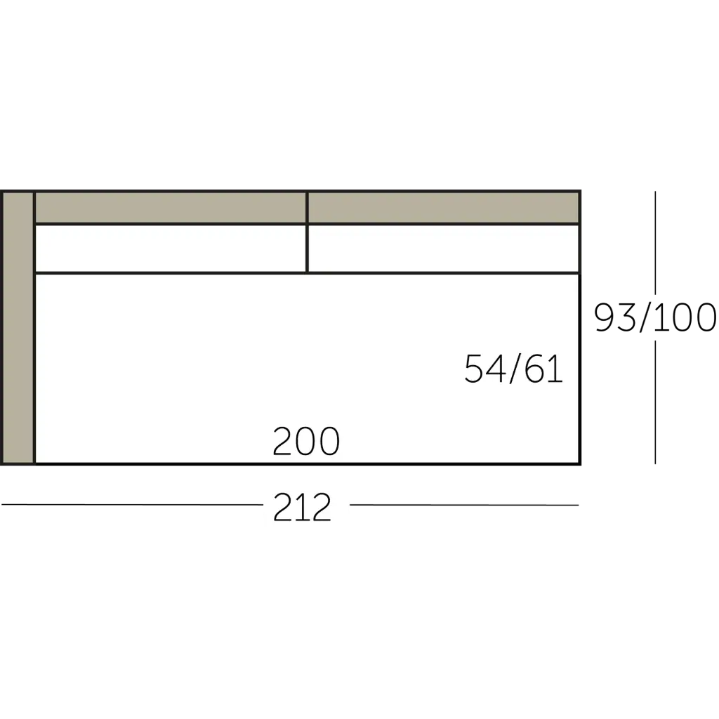 Connect XL Sofa element 200 met 1 arm voorstaand links of rechts