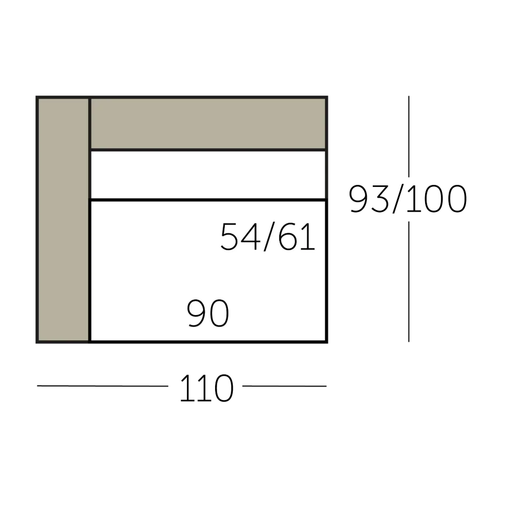 Sculpt Sofa element 90 met 1 arm voorstaand links