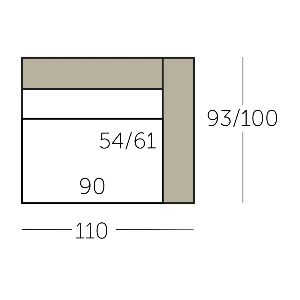 Sculpt Sofa element 90 met 1 arm voorstaand rechts