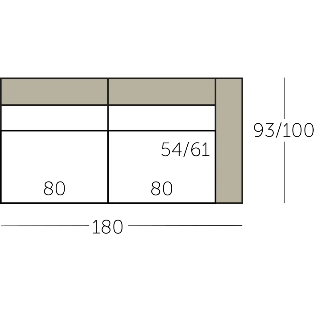 Sculpt Sofa element 160 met 1 arm voorstaand rechts