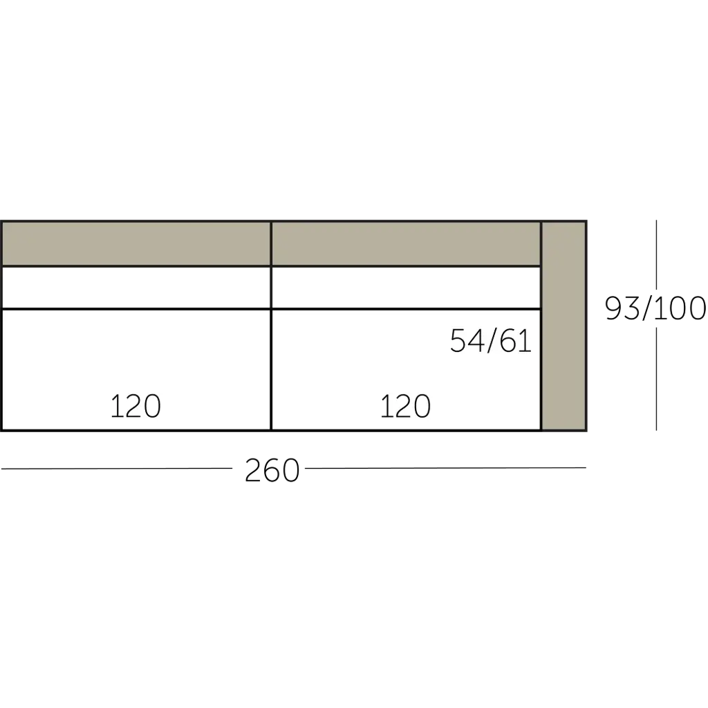 Sculpt Sofa element 240 met 1 arm voorstaand rechts