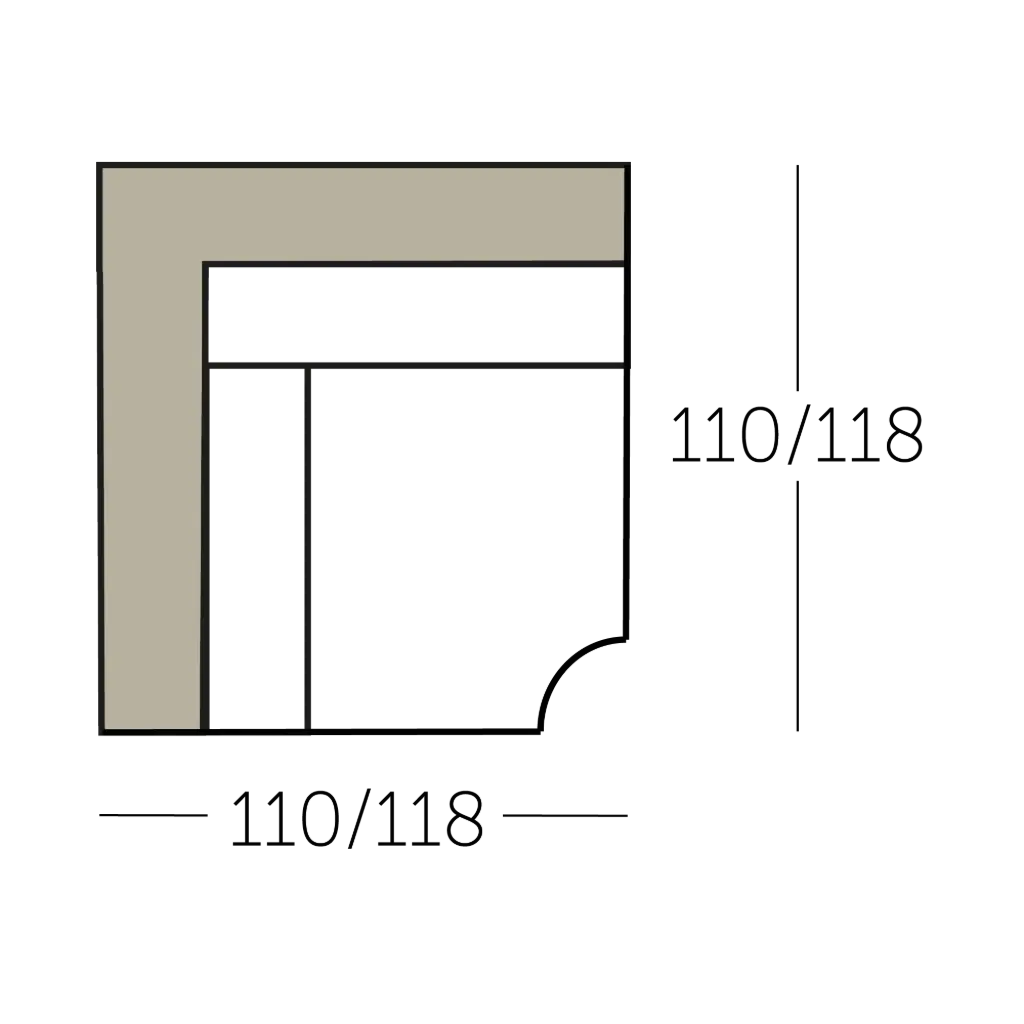 Sculpt Sofa halfronde hoek met 1 arm voorstaand links of rechts