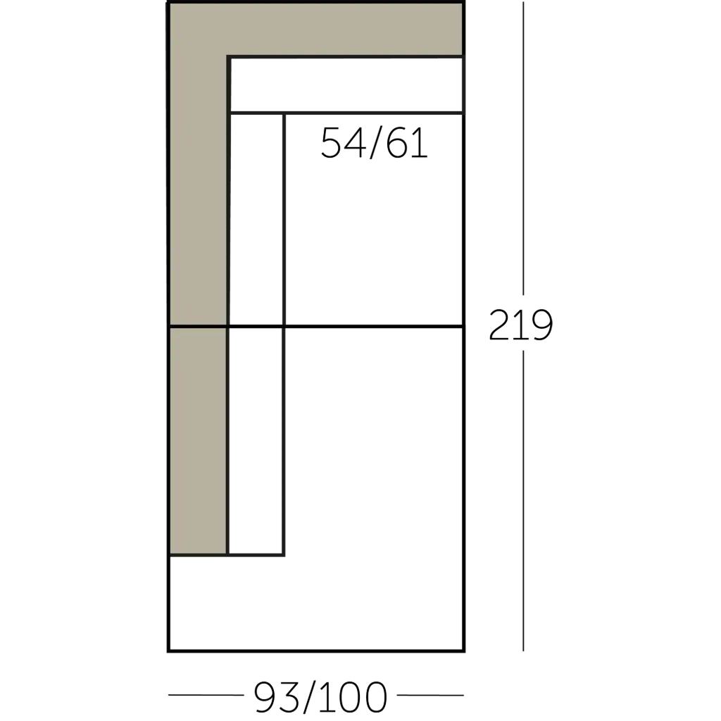 Sculpt Sofa dormeuse met 1 arm voorstaand links