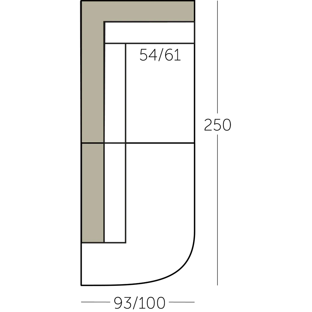 Sculpt Sofa dormeuse rond met 1 arm voorstaand links