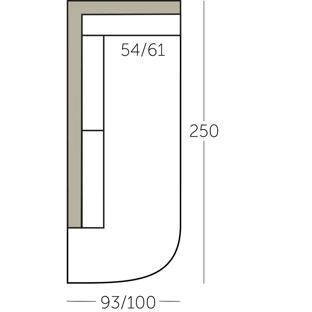 Connect Sofa dormeuse rond met 1 arm voorstaand links