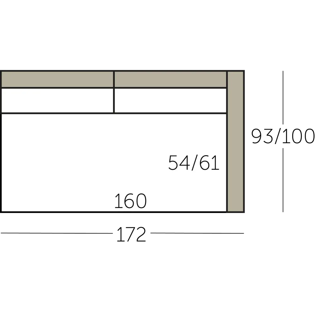 Connect XL Sofa element 160 met  1 arm voorstaand rechts