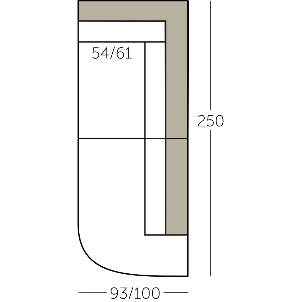 Sculpt Sofa dormeuse rond met 1 arm voorstaand rechts