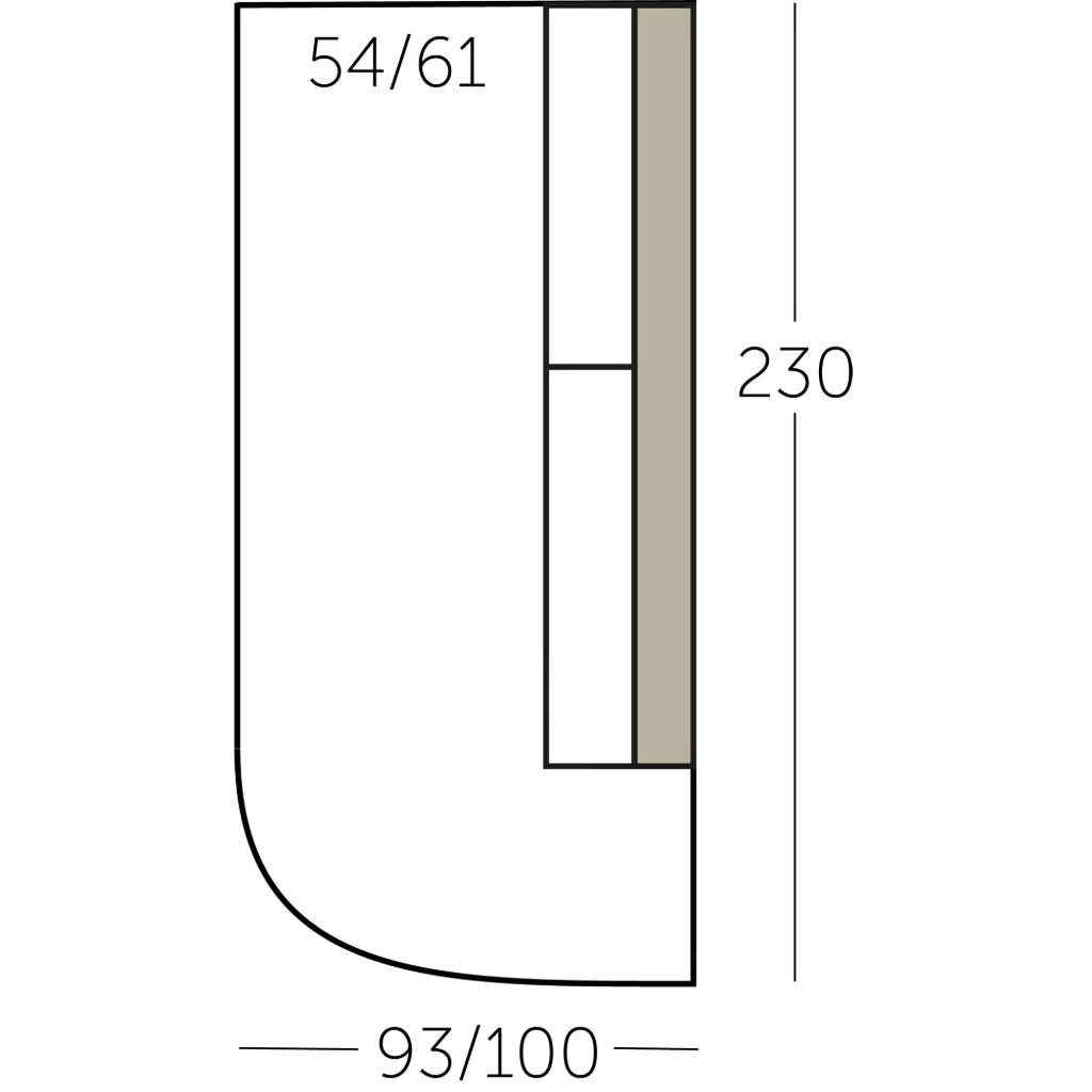Connect Sofa dormeuse element rond met 1 arm voorstaand rechts