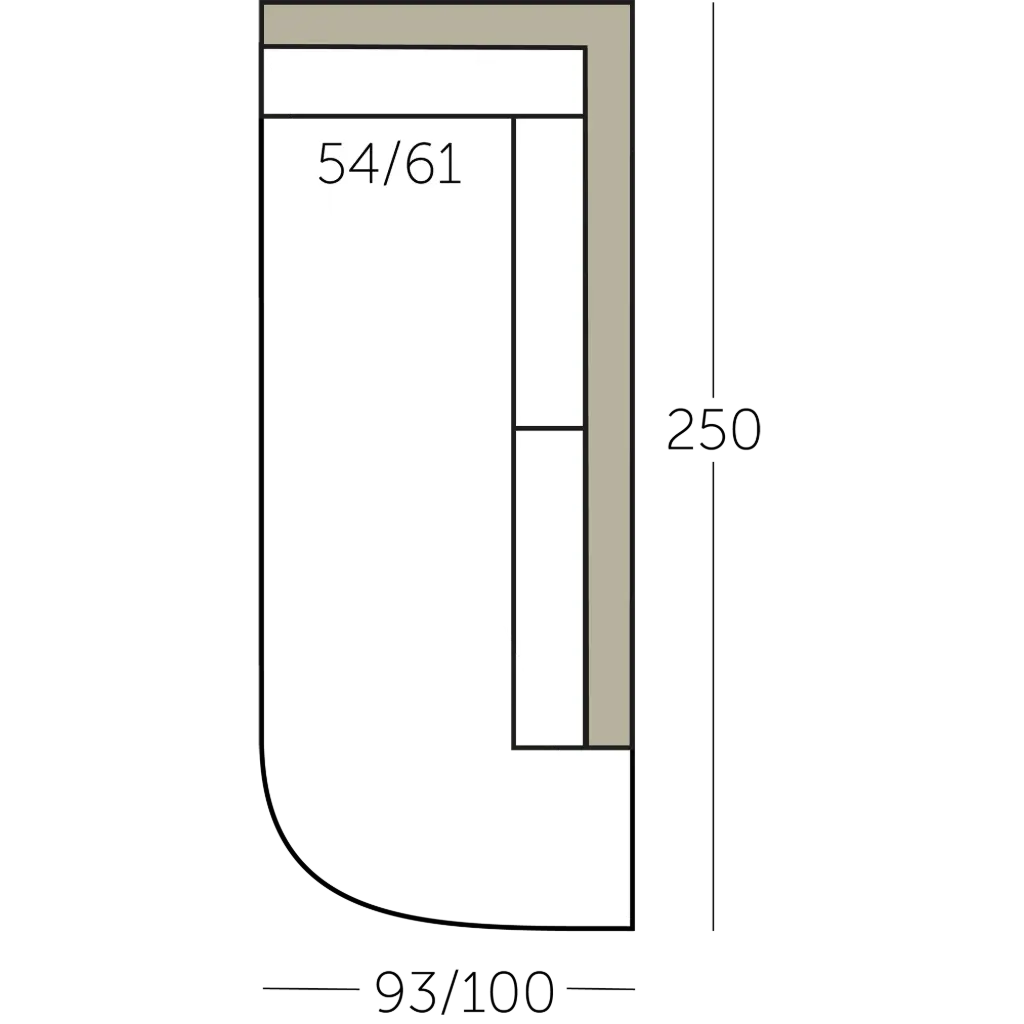 Connect XL Sofa dormeuse rond met 1 arm vooraanstaand rechts